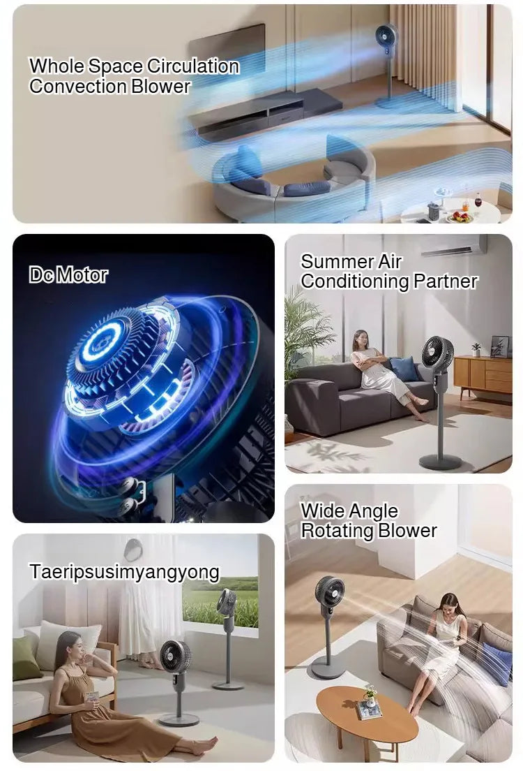 Ventilatore intelligente regolabile con 3 impostazioni di velocità Circolatore d'aria a basso rumore e ventilatore a torre Vento silenzioso e potente Ideale per il raffreddamento domestico