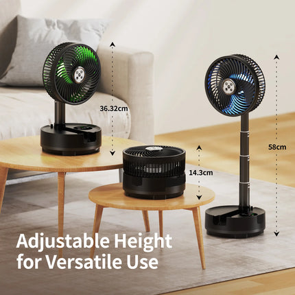 Socool Ventilatore Pieghevole Portatile 20000mAh 8 Velocità & Oscillazione Automatica Ventilatore da Pavimento e da Tavolo Ricaricabile con Telecomando per Casa