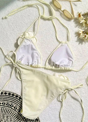 Costume da Bagno Sexy con Fiori e Fascia, Bikini a Perizoma 2025, Costumi da Bagno Donna con Lacci, Set Bikini Brasiliano, Biquini Mujer platinumshop