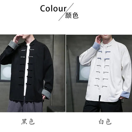 Camicie da Uomo Retrò Cinesi Traspiranti Stile Tang, Comode per Kung Fu e Tai Chi, Casual a Maniche Corte, Tinta Unita