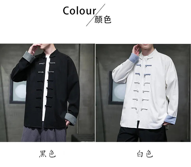 Camicie da Uomo Retrò Cinesi Traspiranti Stile Tang, Comode per Kung Fu e Tai Chi, Casual a Maniche Corte, Tinta Unita
