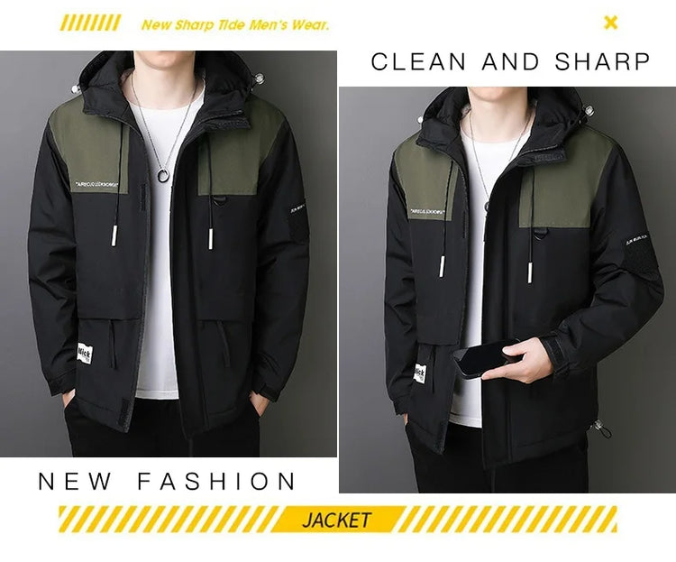 Plus Size Male Waterproof Windproof Hooded Jacket Autumn Winter New Fashion Men Casual Loose Fleece Thick Warm High Quality Coat