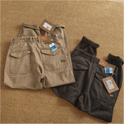 Autumn And Winter New American Retro 100% Cotton Multi-pocketed Washed Old Straight Casual Pants Loose Fashion Cargo Trousers