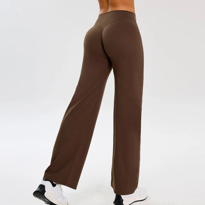 Women High Waist Wide Leg Pants Leggings Tights Fitness Bell-bottoms Yoga Elastic Leggings Push Up Gym Workout Flared Pants