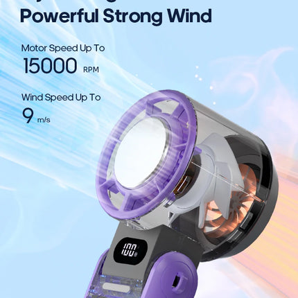Ventilatore Portatile ad Alta Velocità con Raffreddamento Rapido, Ricaricabile 3600mAh, 100 Velocità Regolabili, Mini Ventilatore Pieghevole Turbo e Cordino
