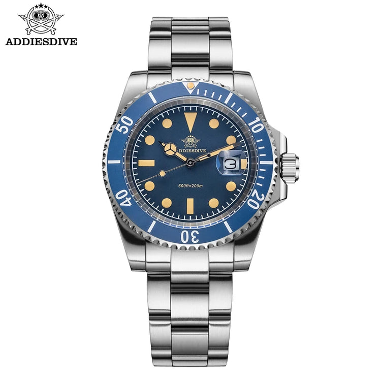 ADDIESDIVE 41mm AD2054 Men's Watch Diving Japanese Quartz Movement 200m Waterproof 316L Stainless Steel Ceramic Bezel Luminous