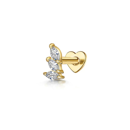 CANNER 1PC 925 Sterling Silver Crown Horse Eye Zircon Heart Flat Head Cartilage Piercing Stud Earring For Women Claasic Earring PlatiNum