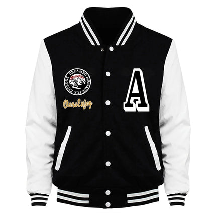 Beautiful Scenery And Letter A Men Streetwear Fashion Street Baseball Jacket Loose Casual Coat Fleece American Clothing Unisex