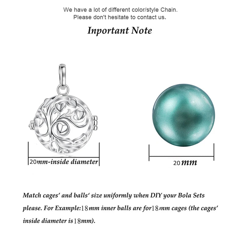 Eudora Gravidanza Bola Harmony Palla Ciondolo Albero della Vita Gabbia Fit Carillon Campana Collana con Sfera per Mamma Incinta Regalo con Scatola K411N20