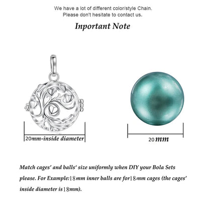 Eudora Gravidanza Bola Harmony Palla Ciondolo Albero della Vita Gabbia Fit Carillon Campana Collana con Sfera per Mamma Incinta Regalo con Scatola K411N20