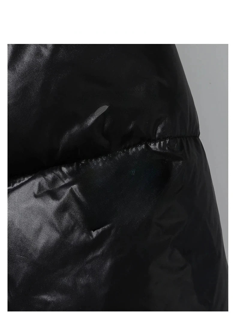 2024 Winter Warm Jacket Men's Trendy Brand Black Gold Bright Waterproof Warm Parka Short Women's Casual Down Cotton Padded Coat