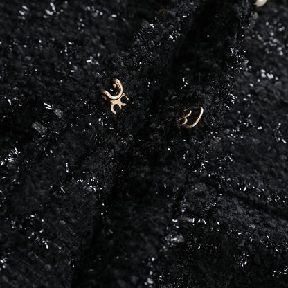 2025 new fashion round neck elegant light luxury celebrity high-end heavy industry beading temperament design tweed jacket