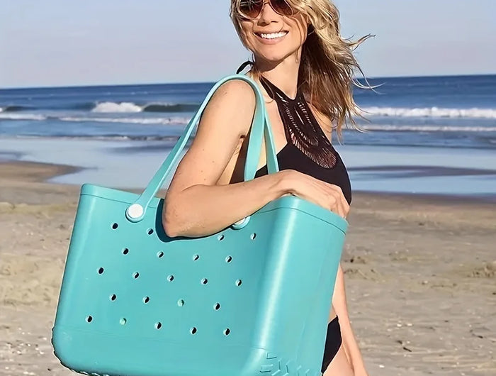 Fashionable Beach Bag, Waterproof Rubber Basket, Large Capacity Summer Shoulder Bag, Travel Bag for Women, Shopping Bags