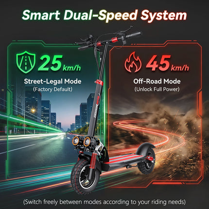 Monopattino elettrico SUNNIGOO per adulti, 10 pollici, fuoristrada, velocità massima   Monopattino Elettrico Pieghevole Veloce 45km/h con Autonomia di 40km per Pendolarismo