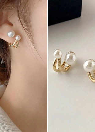 Gioielli in oro 14k di lusso Orecchini in oro reale Zircone Perla Twist Orecchini a bottone di lusso per le donne Brincos Pendientes Bijoux platinumshop