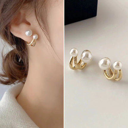 Gioielli in oro 14k di lusso Orecchini in oro reale Zircone Perla Twist Orecchini a bottone di lusso per le donne Brincos Pendientes Bijoux platinumshop