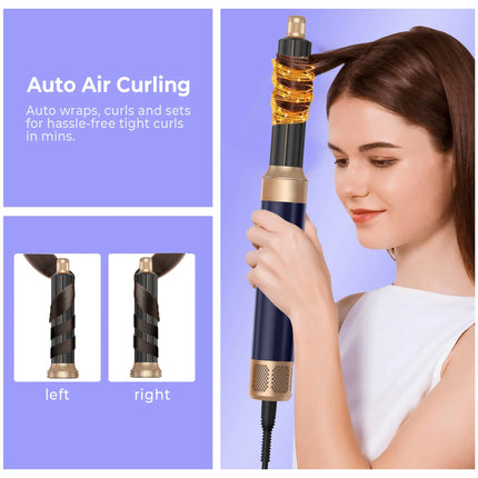 ATOPSKINS 626-1 Hair Dryer Brush 7 in 1, Air Styler Set with Curling Iron, Round Brush, Straightener For Women Curling Iron Hot Air Styling Brush Set