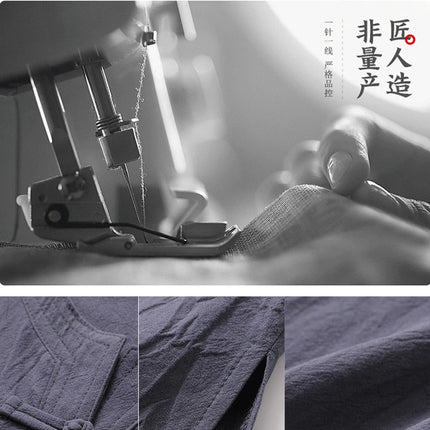 Set da due pezzi da uomo (camicie + pantaloni) in cotone di lino comodo abito Tang pantaloni Kungfu larghi nuova camicia casual retrò a maniche corte da uomo