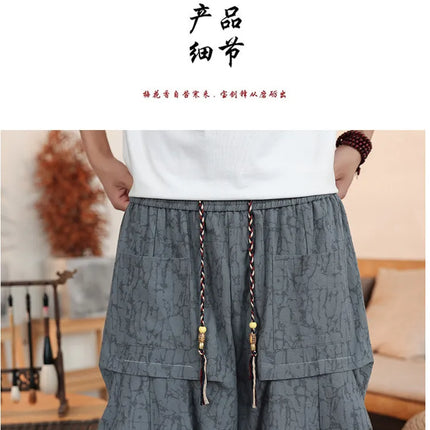 Pantaloncini Estivi da Uomo Taglie Forti in Cotone Comodi Stile Cinese Vintage Moda Casual Sportivi a Lanterna Taglie Grandi fino alla 8XL