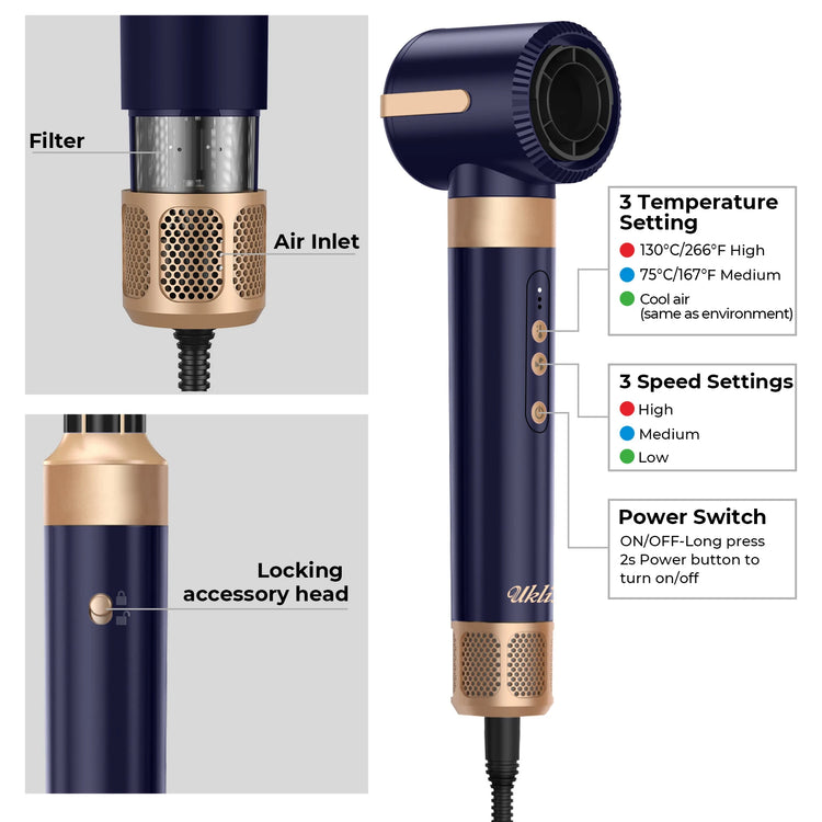 UKLISS Air Styler Pro 7 in 1 Hair Dryer, Hot Air Brush Set with Auto Curling, Volume & Straightening
