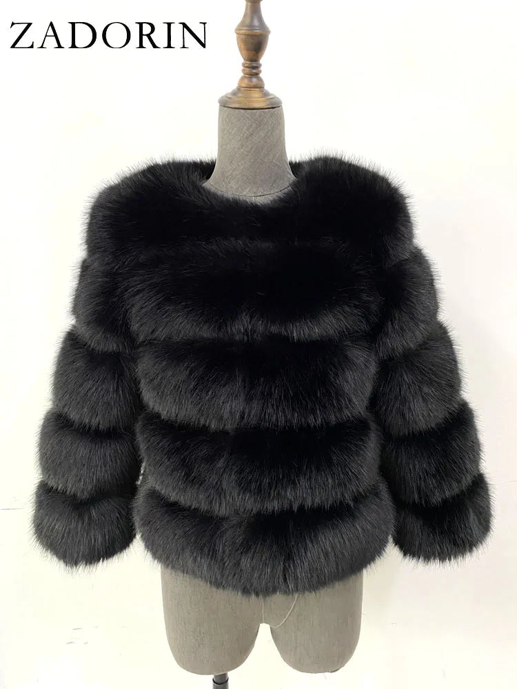 ZADORIN Children Faux Fox Fur Coat Winter Fashion Long Sleeve Warm Kids Fur Coats Outerwears Fake Fur Jacket Children Clothes