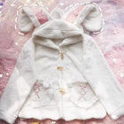 Kawaii Winter Clothes Cute Coats Women Rabbit Cosplay Costume Ears Hooded Lamb Wool Lolita Outwear Y2K Thicked Cartoon Jackets