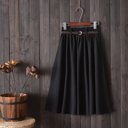 Gonna estiva midi al ginocchio da donna con cintura Gonna da scuola a pieghe a vita alta da donna coreana alla moda femminile