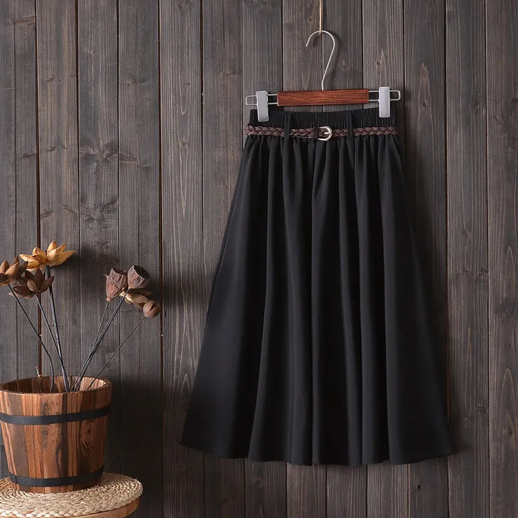 Gonna estiva midi al ginocchio da donna con cintura Gonna da scuola a pieghe a vita alta da donna coreana alla moda femminile