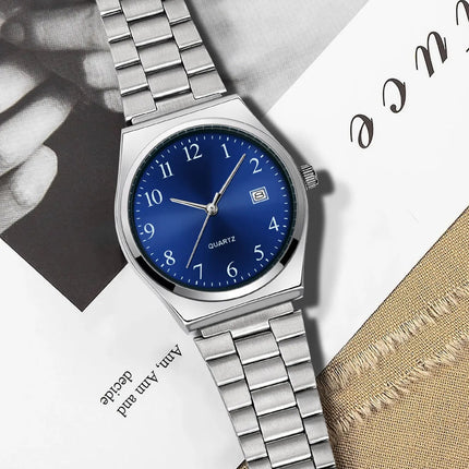 LUCKY FOX - Orologio da polso elegante e minimalista in acciaio inossidabile con quadrante nero - Cronometraggio preciso per tutti i giorni platinumshop
