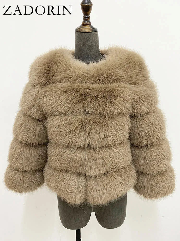 ZADORIN Children Faux Fox Fur Coat Winter Fashion Long Sleeve Warm Kids Fur Coats Outerwears Fake Fur Jacket Children Clothes