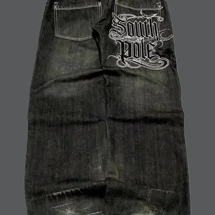 Jeans Larghi da Donna Y2K Gothic Hip Hop Joker con Stampa Retrò e Ricami a Lettere, Nuova Moda Americana 2026