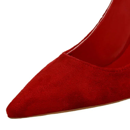 Donne 9 cm Tacchi alti Festa quotidiana Décolleté in pelle scamosciata colorata Scarpins femminili Stiletto Banchetto serale Rosso Giallo Scarpe Plus Size 34-43