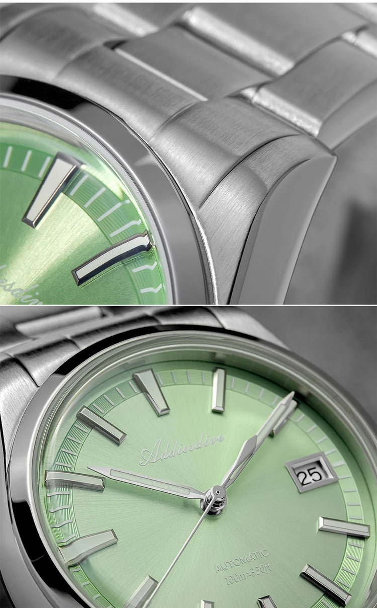 ADDIESDIVE Men's Automatic Mechanical Watch 316L Stainless Steel Luminous with Calendar 100M Waterproof Men's Wristwatch