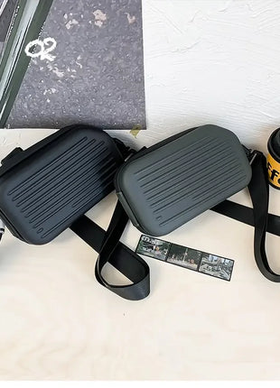 Borsa a tracolla rigida nera, leggera e portatile, per adulti, ideale per il trasporto quotidiano, lo shopping, le brevi camminate all'aperto e l'uso quotidiano.