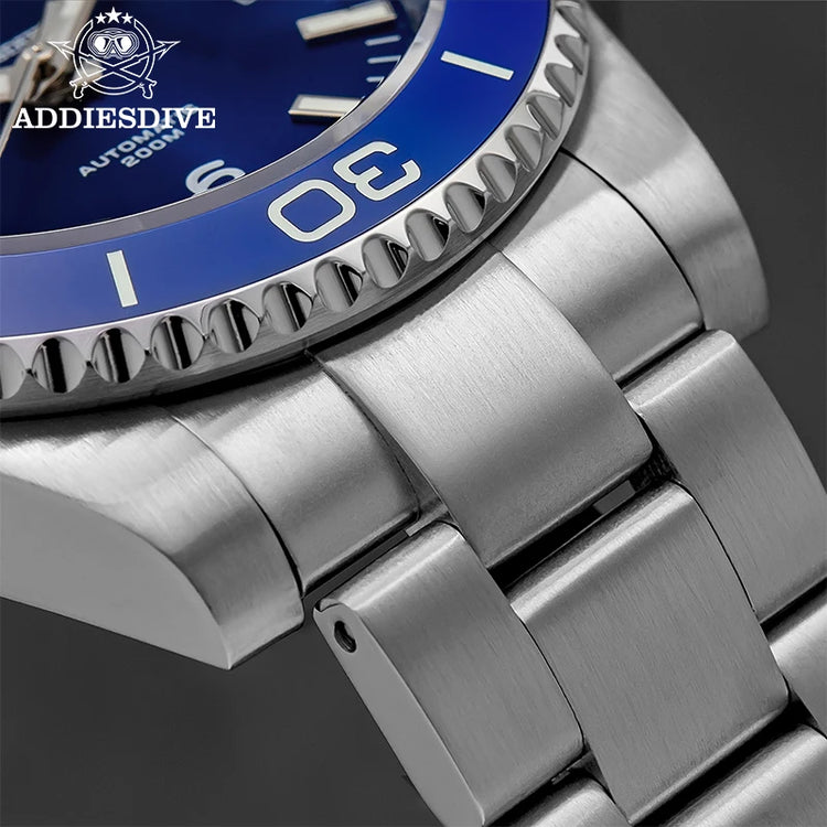 ADDIESDIVE Men Fashion Diving Mechanical Watch, Sapphire Crystal 20Bar Ceramic Bezel Super Luminous Stainless Steel Personalized