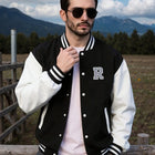 Men's casual baseball jacket, men's cool jacket, jacket pocket design, fashionable R pattern print