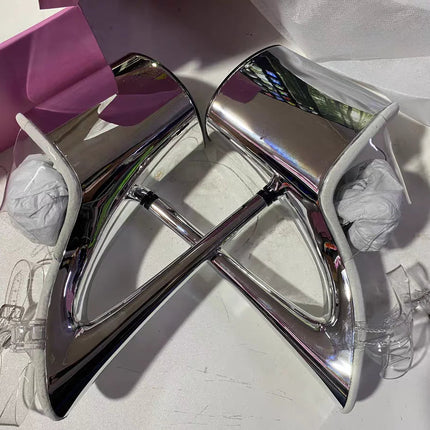 Glossy electroplated Cross dressing 8 inches high heel Stripper 20cm sandals  Clear Exotic Sexy platform pole Dance Sexy womens PlatiNum