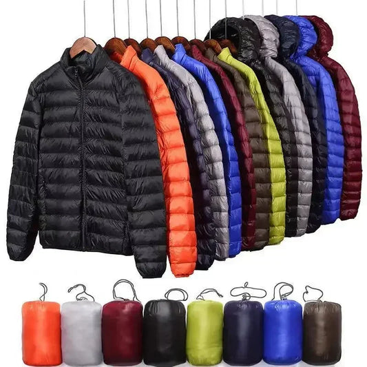 A stylish and lightweight cotton-padded jacket for men, a winter fitted hooded stand-up collar solid color warm vest jacket