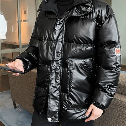 Autumn Winter Men's Cotton-padded Clothes Casual Winter Jacket Men's Thickened Thermal Glossy Jackets Large-size Men's Parkas