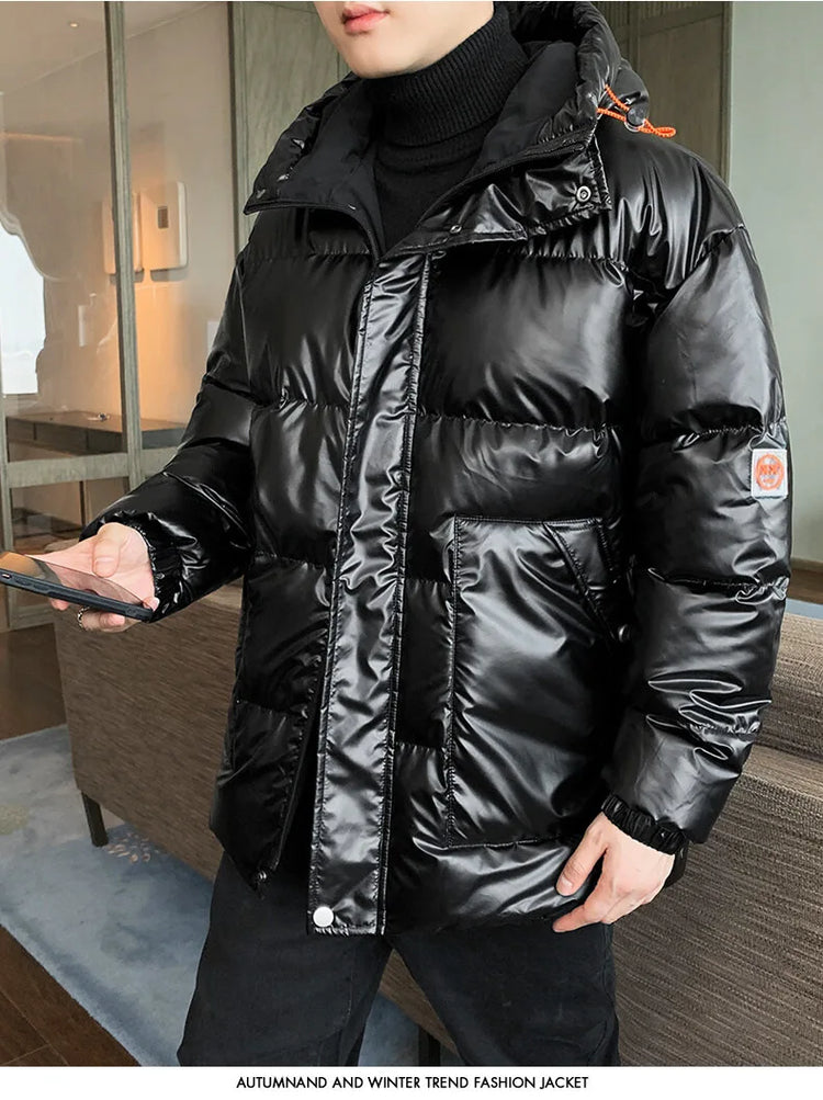 Autumn Winter Men's Cotton-padded Clothes Casual Winter Jacket Men's Thickened Thermal Glossy Jackets Large-size Men's Parkas