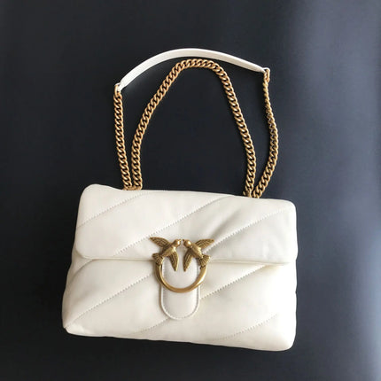 Nuova Borsa a Tracolla/Crossbody da Donna 2026 Ispirata a Pinko in Tweed con Cigno, in Vera Pelle