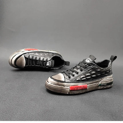 New Designers Genuine Leather Alligator Pattern All Match Sneaker For Men Casual Shoes Flats Walking Footwear Zapatos Hombre
