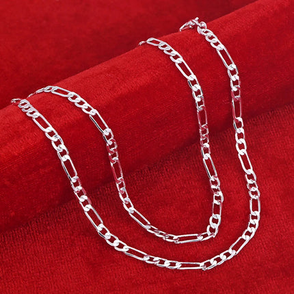 Nobile nuovo arriva 925 sterling silver 4MM catena per uomo donna braccialetto collana set di gioielli signora regali di Natale charms matrimonio platinumshop