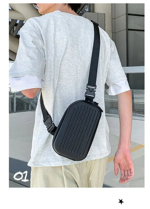 Borsa a tracolla rigida nera, leggera e portatile, per adulti, ideale per il trasporto quotidiano, lo shopping, le brevi camminate all'aperto e l'uso quotidiano.