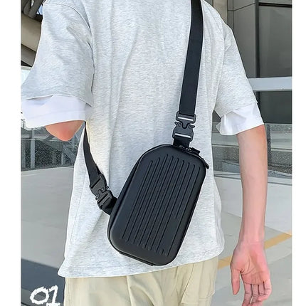 Borsa a tracolla rigida nera, leggera e portatile, per adulti, ideale per il trasporto quotidiano, lo shopping, le brevi camminate all'aperto e l'uso quotidiano.