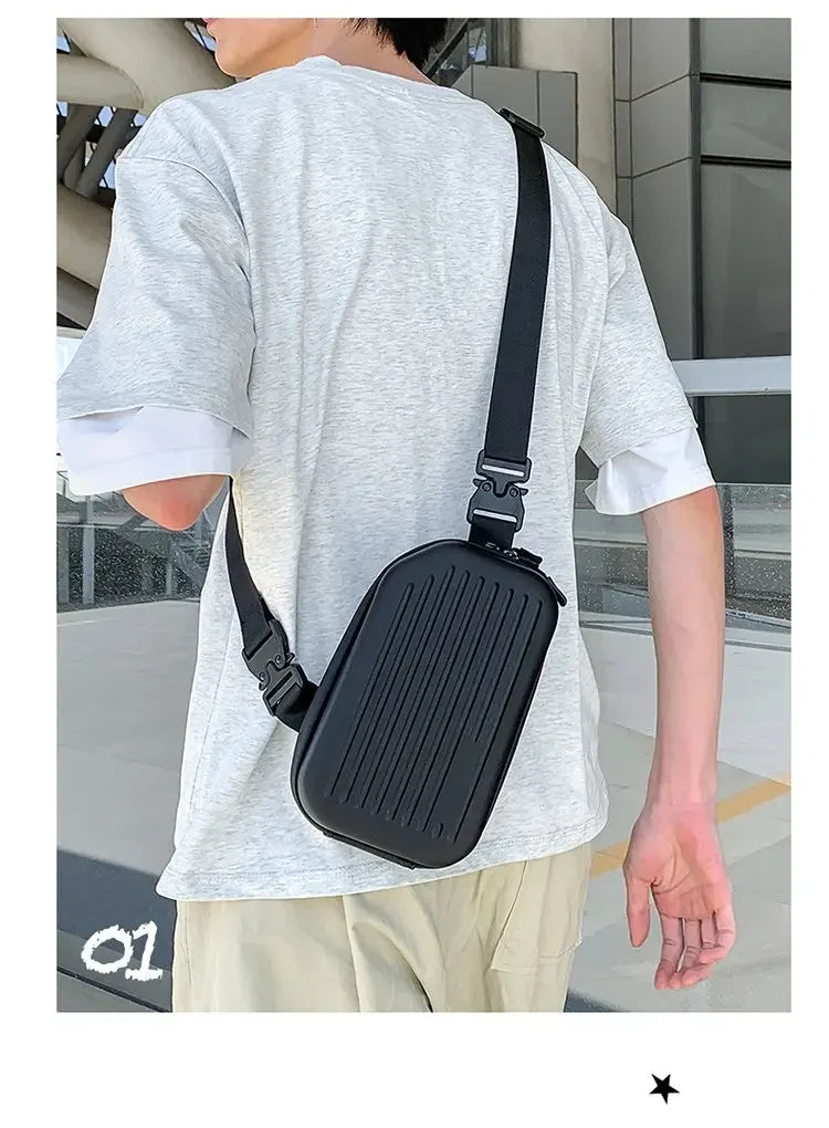 Borsa a tracolla rigida nera, leggera e portatile, per adulti, ideale per il trasporto quotidiano, lo shopping, le brevi camminate all'aperto e l'uso quotidiano.