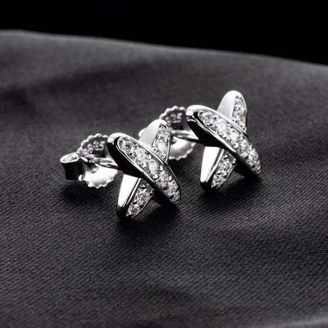 LENNIK Orecchini con diamanti Moissanite in argento sterling 925 colore D VVS1 Orecchini classici a croce con Moissanite per gioielli da donna platinumshop