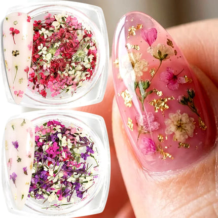 3D Mix Colors Flower Nail Art Sticker Resin - Summer Natural Minced Flowers Decal for Nails Art Accessories&Applique DIY Craft