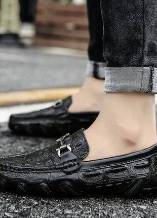 Scarpe Casual da uomo in vera pelle stile coccodrillo mocassini per scarpe comodi da uomo scarpe da uomo Casual Slip on semplici scarpe da guida