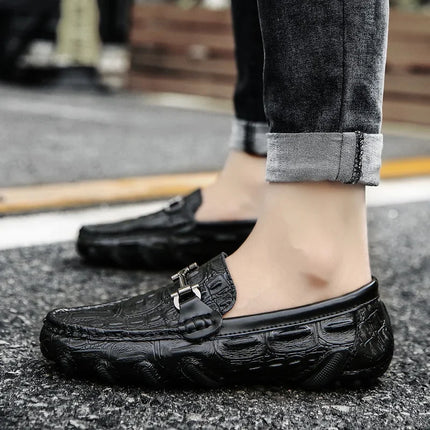 Scarpe Casual da uomo in vera pelle stile coccodrillo mocassini per scarpe comodi da uomo scarpe da uomo Casual Slip on semplici scarpe da guida